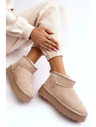 Módní semišové nízké sněhule Světle béžová Nucca