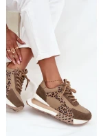 Dámské kožené tenisky na platformě s leopardím vzorem Artiker  – hnědé