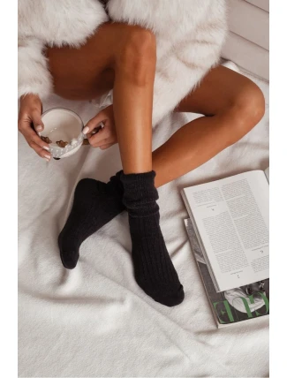 Dámské vlněné ponožky s motivem alpaky – černé