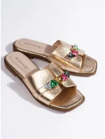 Módní zlaté dámské  nazouváky bez podpatku