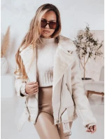 Dámská kožená bunda s ovčí kůží NORFDIMA bílá FashionStreet TY4735