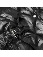 Černý prošívaný kabát s kapucí Libland (LD-7768)