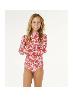 Dívčí plavací kombinéza RIP CURL Sunshine UPF LS Surfsuit – červená, dětská