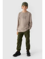 Tričko S Dlouhým Rukávem Pro Chlapce S Potiskem Regular 4F 4FJWAW24TLONM294-26S Šedé