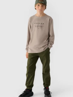 Tričko S Dlouhým Rukávem Pro Chlapce S Potiskem Regular 4F 4FJWAW24TLONM294-26S Šedé