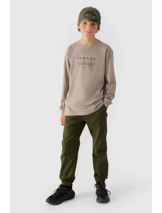 Tričko S Dlouhým Rukávem Pro Chlapce S Potiskem Regular 4F 4FJWAW24TLONM294-26S Šedé