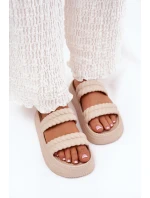 Pěnové Lehká Dámská Klapky Na Platformě S.Barski ZK51-001 Béžové Pěnové Lehká Dámská Klapky Na Platformě S.Barski ZK51-001 Béžové