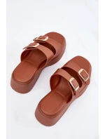 Dámské Pantofle Na Klínku A Platformě S Přezkami Camel Nitarelia