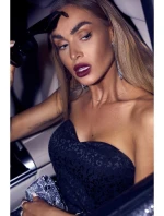 M893 Vrstvené korzetové šaty se šifonovou sukní - černé