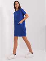 Kobaltově modré základní mikinové šaty ke kolenům