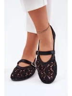 Dámské perforované baleríny s páskem Orphali – černé
