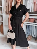 SUNNI LOVE lněné maxi šaty černé FashionStreet EY2606 SUNNI LOVE lněné maxi šaty černé FashionStreet EY2606