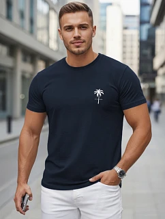 Pánské bavlněné tričko s potiskem, tmavě modré, FashionStreet NX5126R