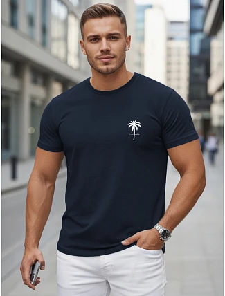 Pánské bavlněné tričko s potiskem, tmavě modré, FashionStreet NX5126R