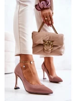 Módní kožené boty na jehlách růžové Tamira Módní kožené boty na jehlách růžové Tamira