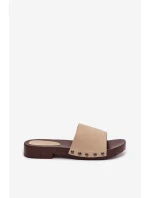 Dámské pantofle s přezkami na plochém podpatku Béžové Amelvessa