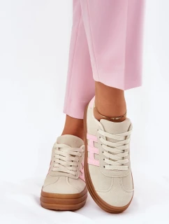 Dámská sportovní obuv 25SP26-9089 Světle béžová s růžovou - NEWS