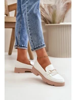 Dámské mokasíny W-16 Bílá s béžovou - DAY-VINE Shoes