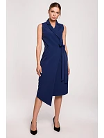 Dámské elegantní zavinovací šaty S275 tmavě modré - Stylove