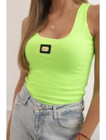 Dámská pruhovaná top na ramínkách s ozdobnou nášivkou zelená neon Dámská pruhovaná top na ramínkách s ozdobnou nášivkou zelená neon
