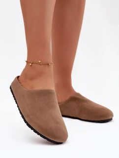 Dámské domácí pantofle z eko semiše – khaki Kalvess