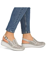 Dámské béžové kožené sandály na platformě Rieker 48763-60