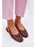 Zdobené Baleríny Na Plochém Podpatku Bordové Nilarisela