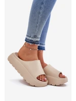 Pěnové Dámské Pantofle Na Platformě Béžové Xalvania