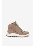 Dámské sportovní kotníkové boty na platformě z přírodního semiše Zazoo Z1239 béžové