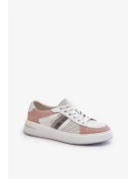 Dámské kožené tenisky bílé a růžové D&A Dámské kožené tenisky bílé a růžové D&A