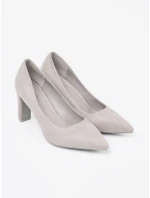 Stylové dámské  lodičky šedo-stříbrné na širokém podpatku