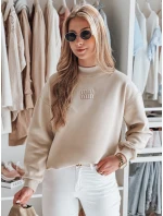 Dámská oversize mikina s nášivkou LOVASON béžová FashionStreet BY1420