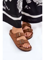 Dámské semišové pantofle s přezkami Big Star – hnědé Dámské semišové pantofle s přezkami Big Star – hnědé