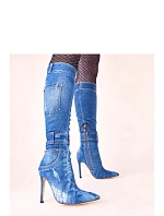 Dámské kozačky na podpatku SXX-5 Jeans modrá - Step in Style