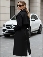 Dámský dvouřadový kabát TY5437 černý - FashionStreet Dámský dvouřadový kabát TY5437 černý - FashionStreet