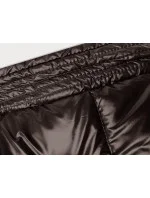 Hnědo-ecru hrubší oboustranná dámská zimní bunda (V767)