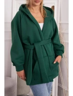 Zateplená bunda s vázáním v pase tmavě zelená Zateplená bunda s vázáním v pase tmavě zelená
