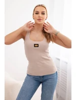 Žebrovaná halenka s třpytkami béžová Žebrovaná halenka s třpytkami béžová