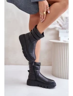 Zazoo 60512 Dámské Kožené Boty na Zip S Teplou Filcovou Podšívkou Černé