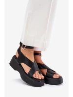 Dámské Sandály Na Platformě A Klínu Eko Kůže Černé Tenzorus