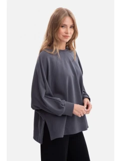 B306 Pletená mikina uvolněného střihu - ocelová