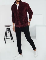 Pánský svetr bez knoflíků vínové barvy FashionStreet WX2233