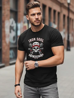 Pánské bavlněné tričko s potiskem automobilů černé FashionStreet NX0142R