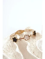 Dámský náramek s květinami, nerezová ocel, zlatá