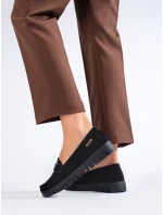 Originální černé dámské  mokasíny platforma