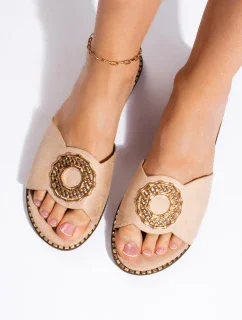 Módní nazouváky dámské hnědé bez podpatku