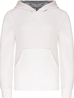 Kariban K 453 Dětská kontrastní mikina s kapucí 20.K453 white/fine grey