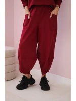 Bavlněná mikina kalhoty set Burgundsko Bavlněná mikina kalhoty set Burgundsko