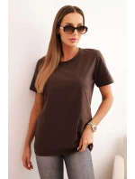 Dámská bavlněná košile klasického střihu hnědá Dámská bavlněná košile klasického střihu hnědá