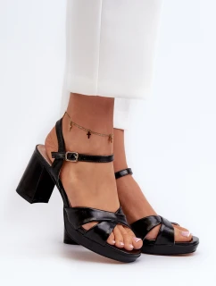 Dámské sandály na podpatku z ekologické kůže černé Jatine